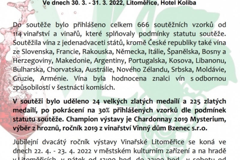 20. Vinařské Litoměřice 22. 4. - 23. 4. 2022